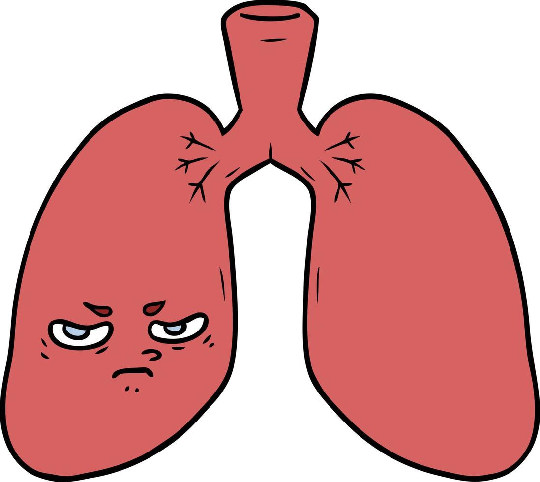 pulmones enojados de dibujos animados vector