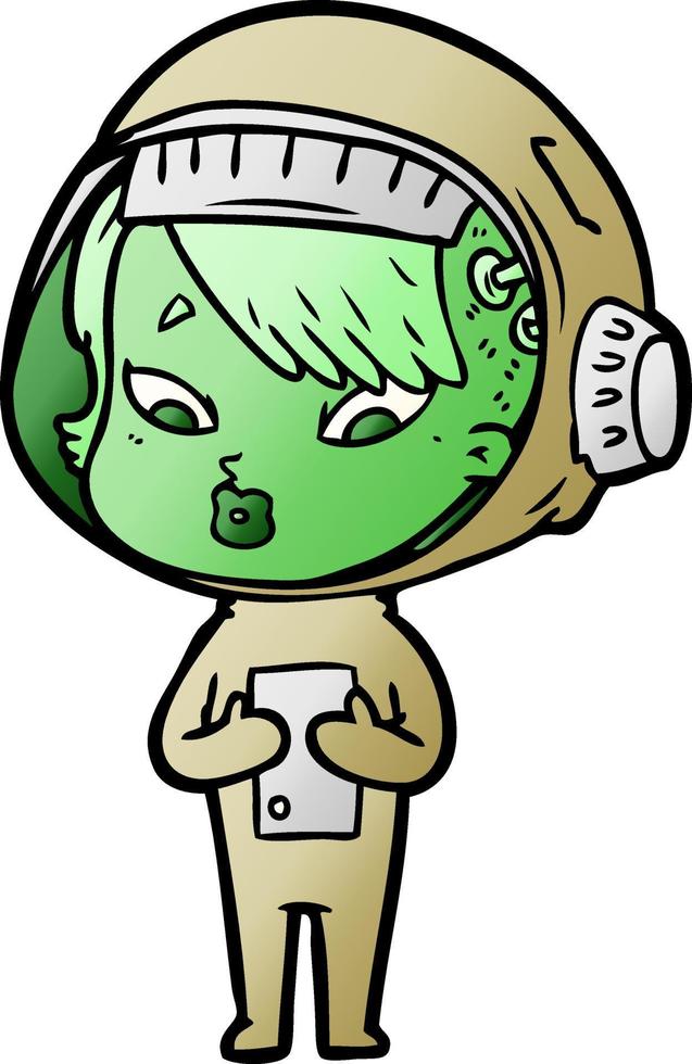cartoon astronaut woman vector