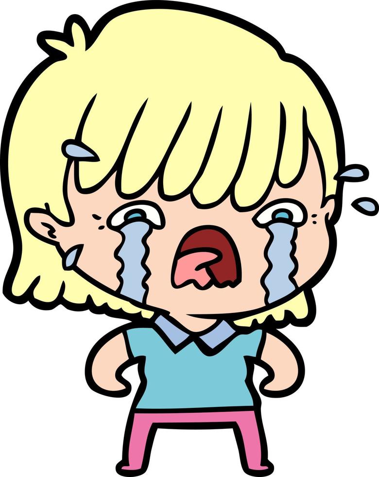 cartoon girl crying vector