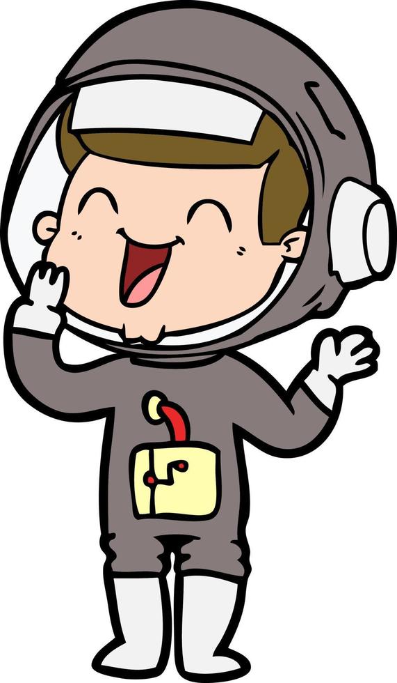 happy cartoon astronaut vector