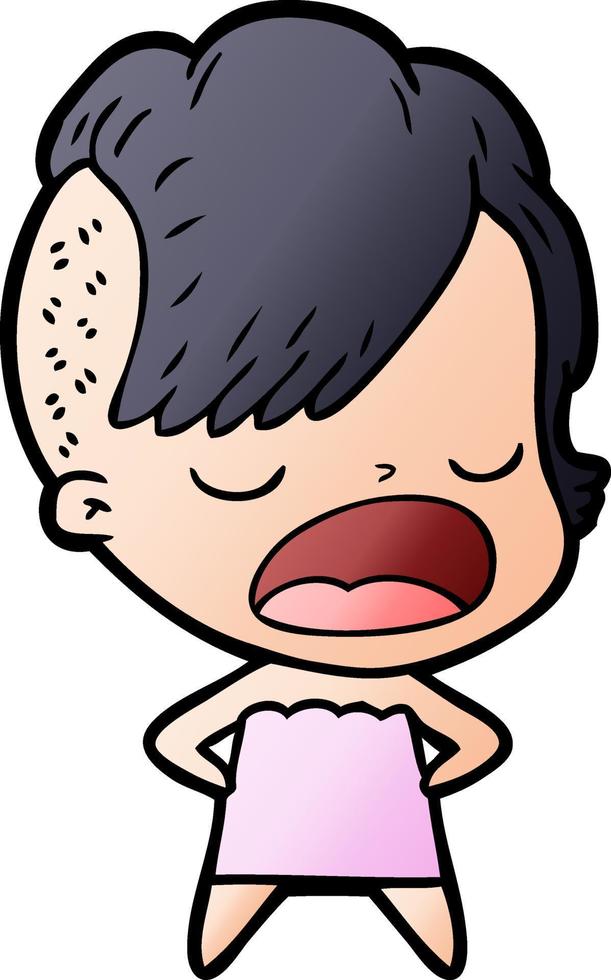 cartoon cool hipster girl talking vector