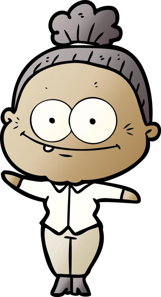 cartoon happy old woman vector