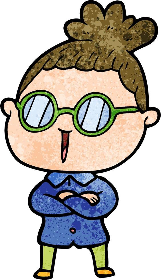 cartoon woman wearing spectacles vector