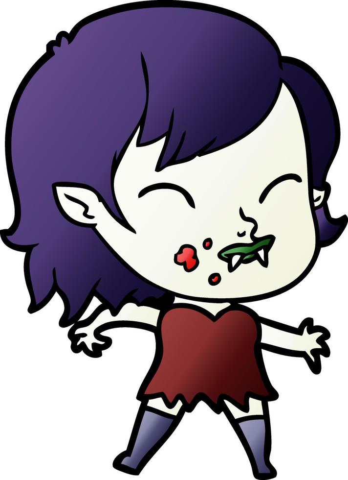 cartoon vampire girl with blood on cheek vector