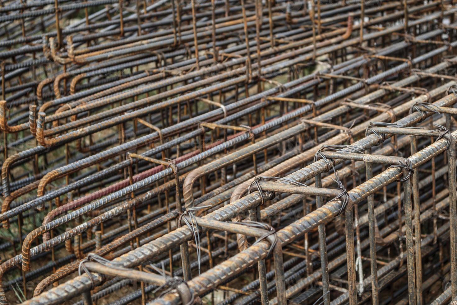 steel rebar for reinforced concrete at building construction site photo