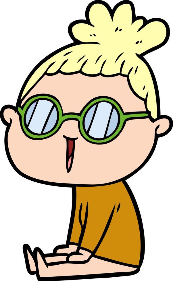 cartoon woman wearing spectacles vector