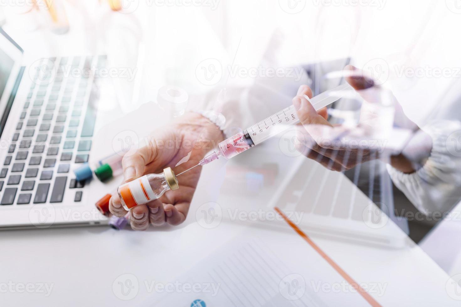 Doctor work on digital tablet healthcare doctor technology tablet using computer. photo