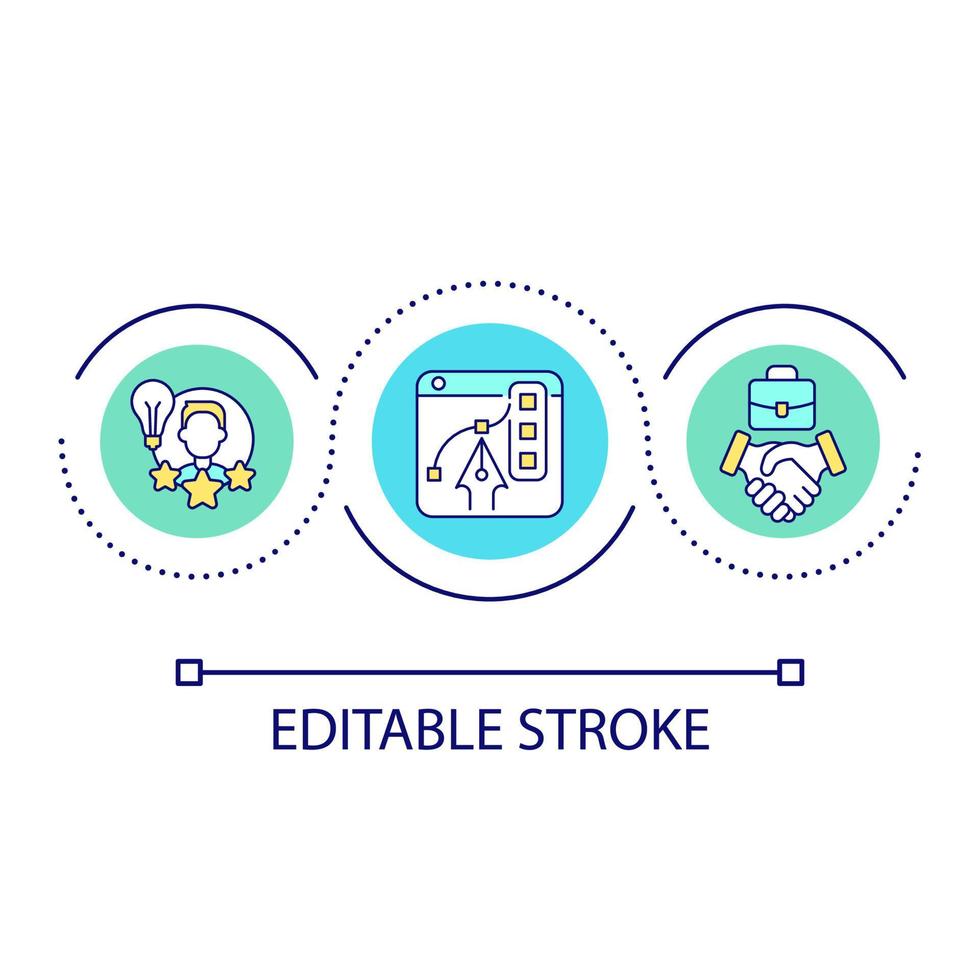 Web designer job loop concept icon. Creating website design abstract idea thin line illustration. Professional web developer skills. Isolated outline drawing. Editable stroke. vector