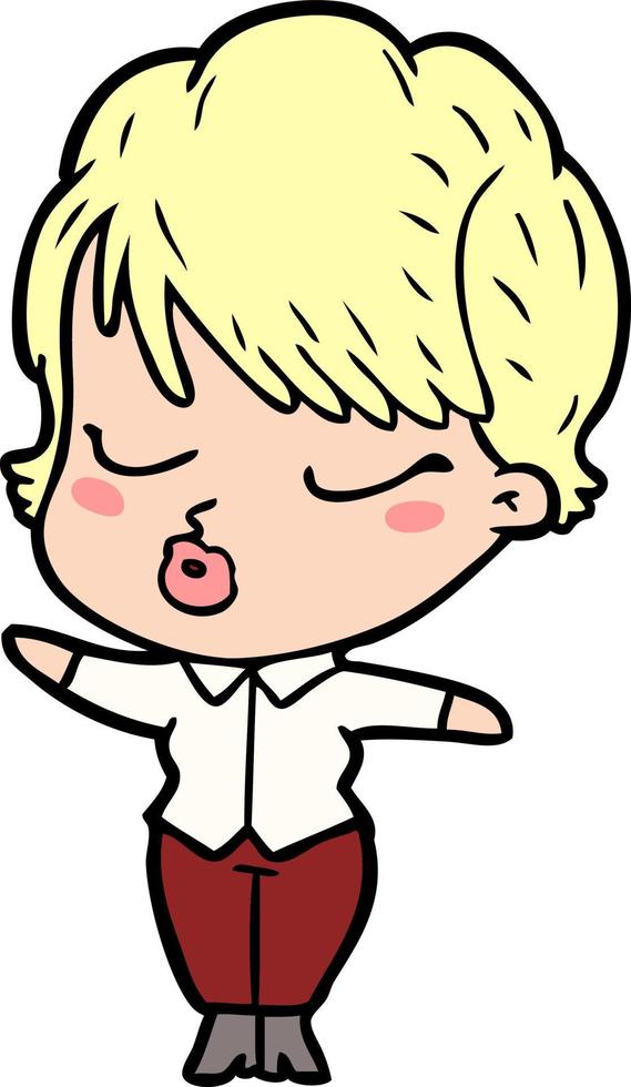 cartoon woman with eyes shut vector