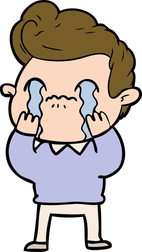 cartoon man crying vector