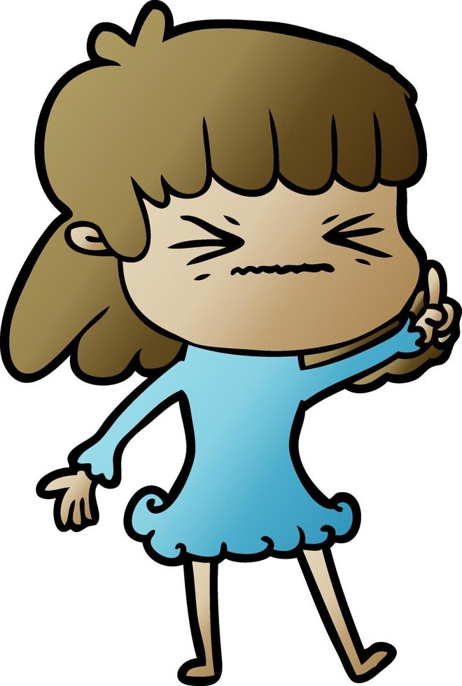 cartoon angry girl vector