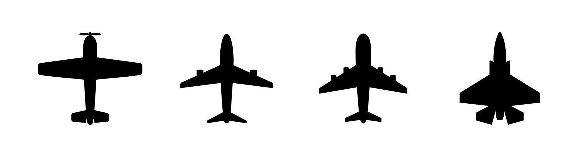 Aeroplane icon set of 4, design element suitable for websites, print design or app vector