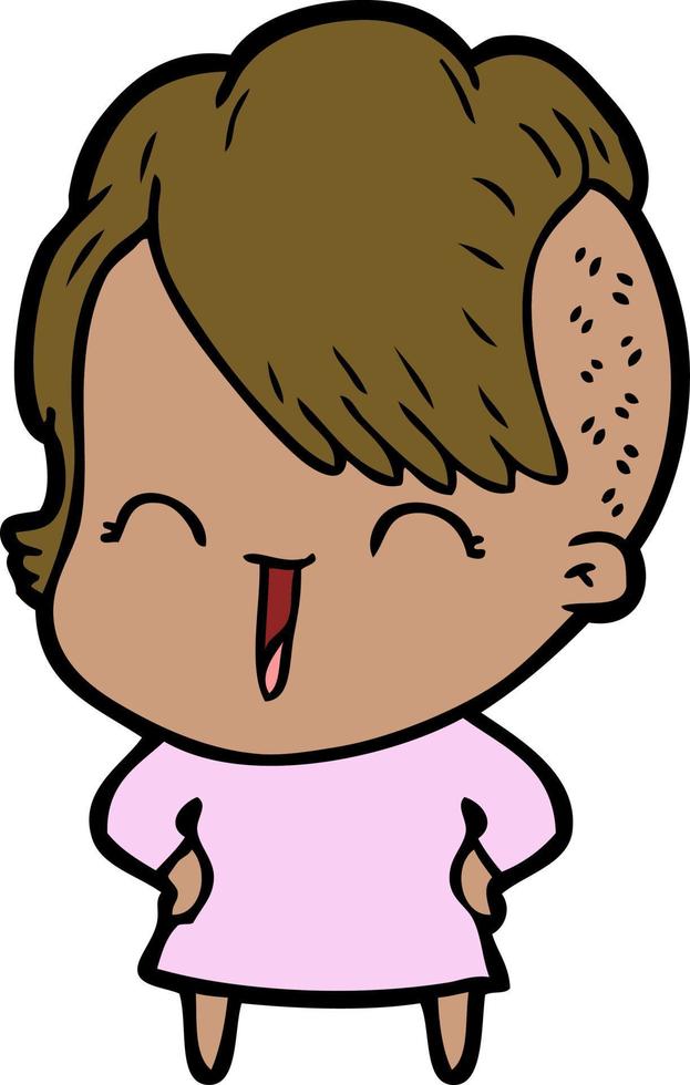 cartoon happy hipster girl vector