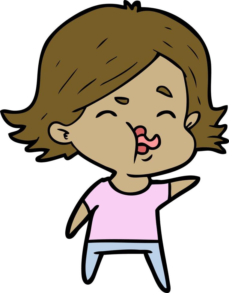 cartoon girl pulling face vector