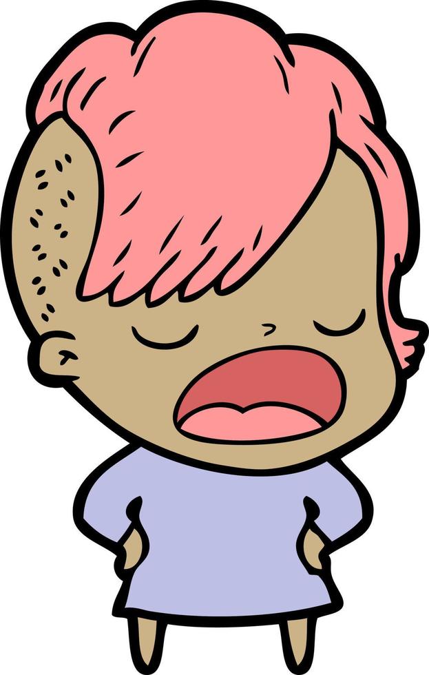 cartoon cool hipster girl talking vector