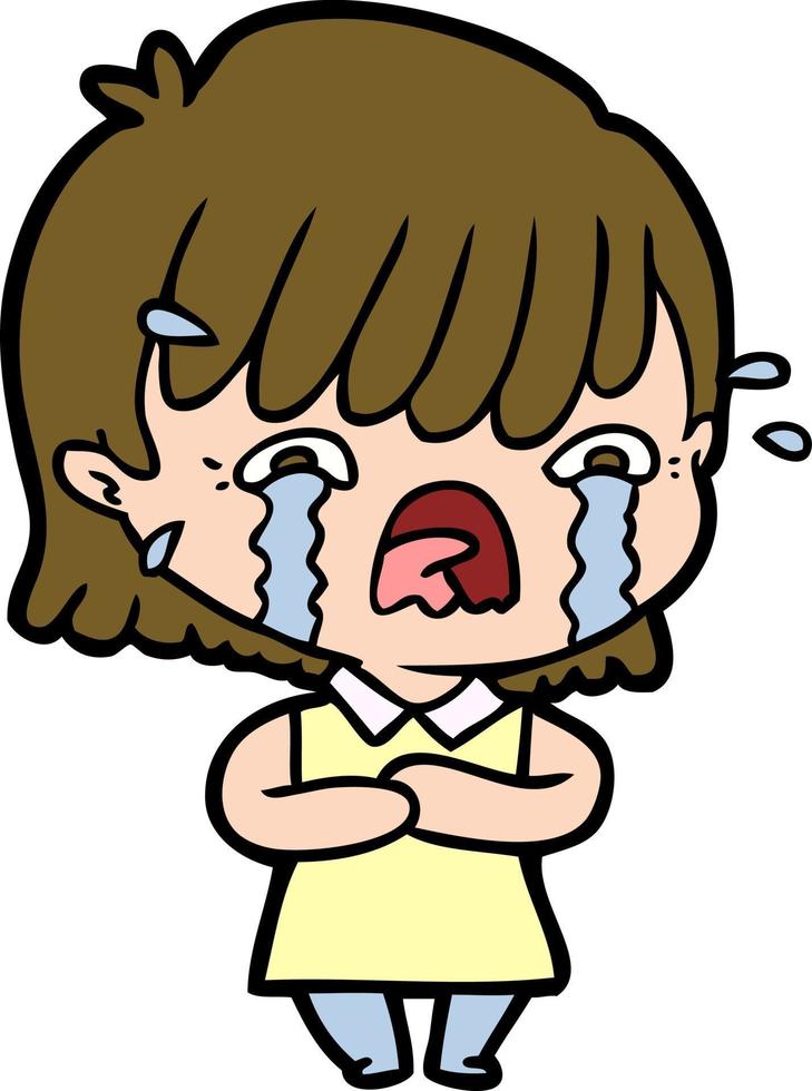 cartoon girl crying vector