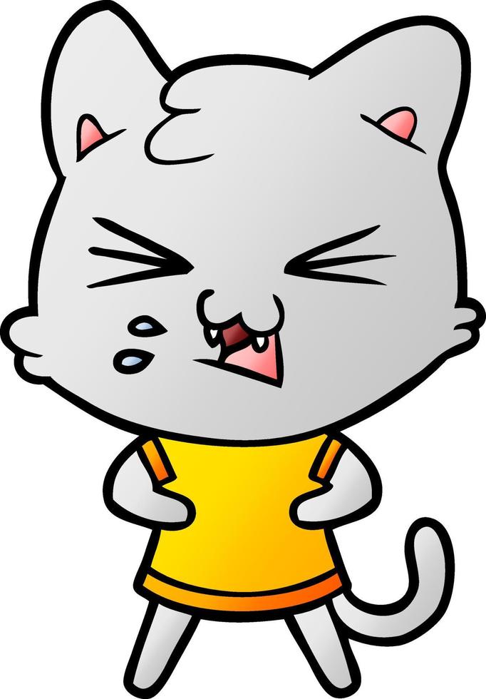 cartoon cat hissing vector