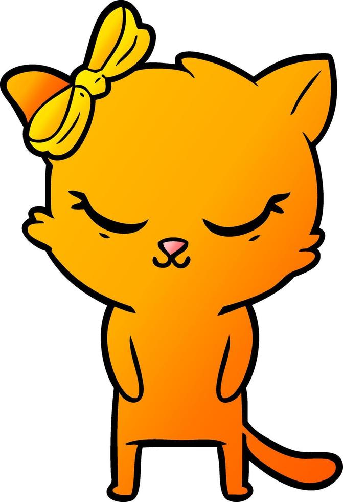 cute cartoon cat with bow vector