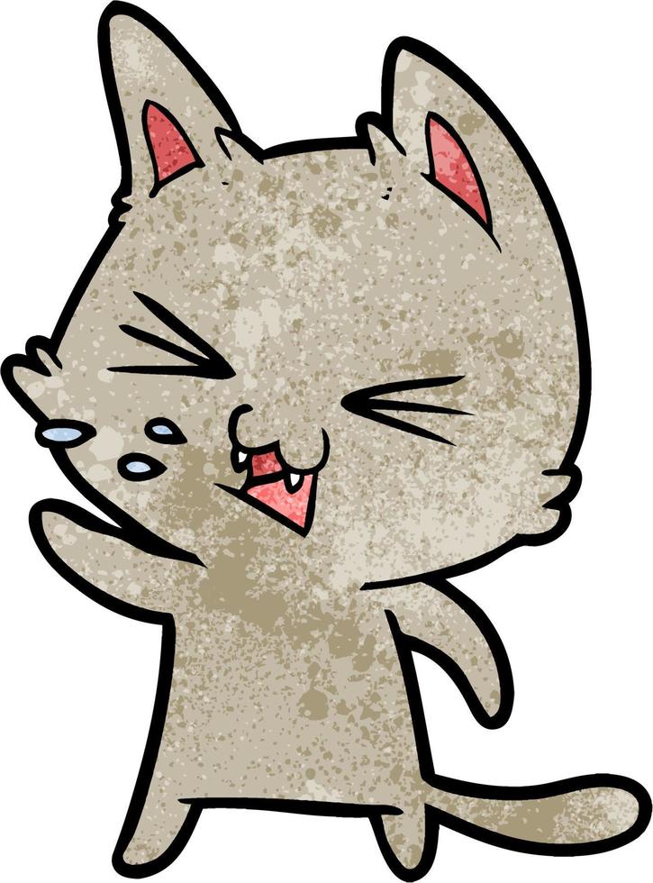 cartoon cat hissing vector