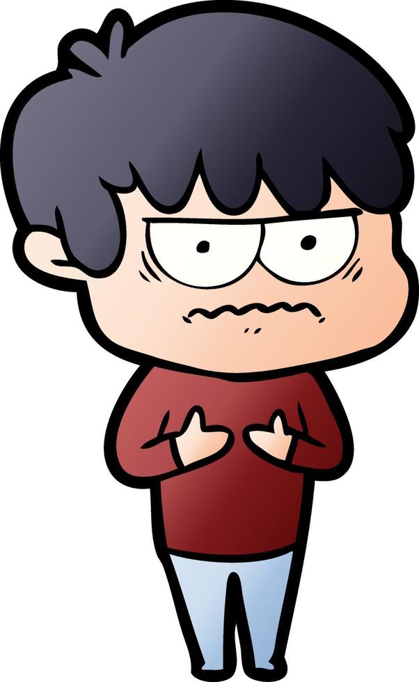 annoyed cartoon boy vector