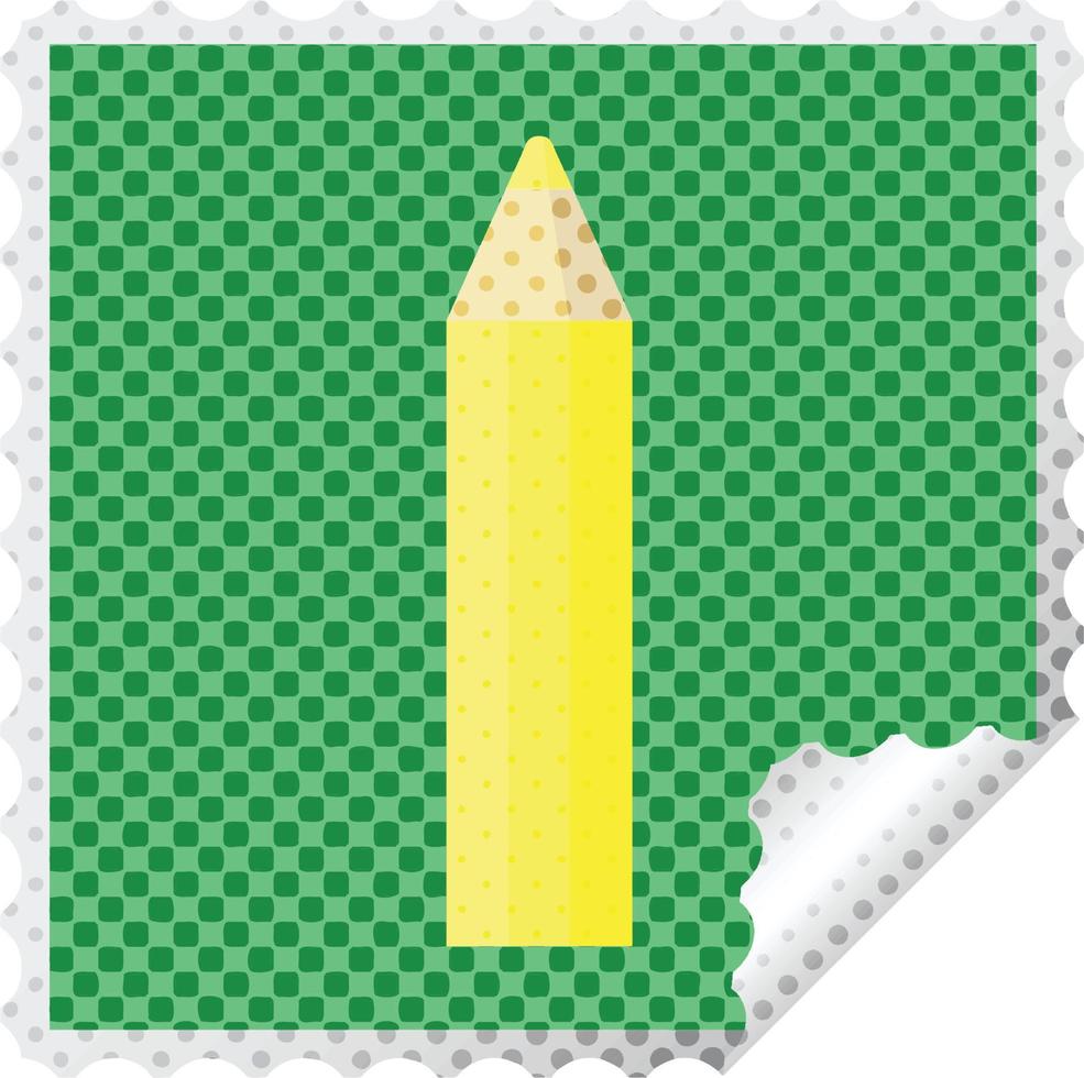 sello de pegatina cuadrado gráfico de lápiz de color amarillo vector