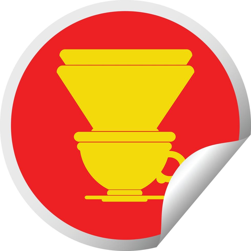 coffee filter cup circular peeling sticker vector