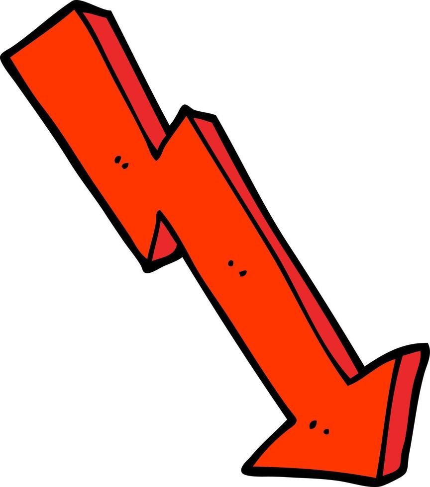 hand drawn doodle style cartoon business loss arrow vector