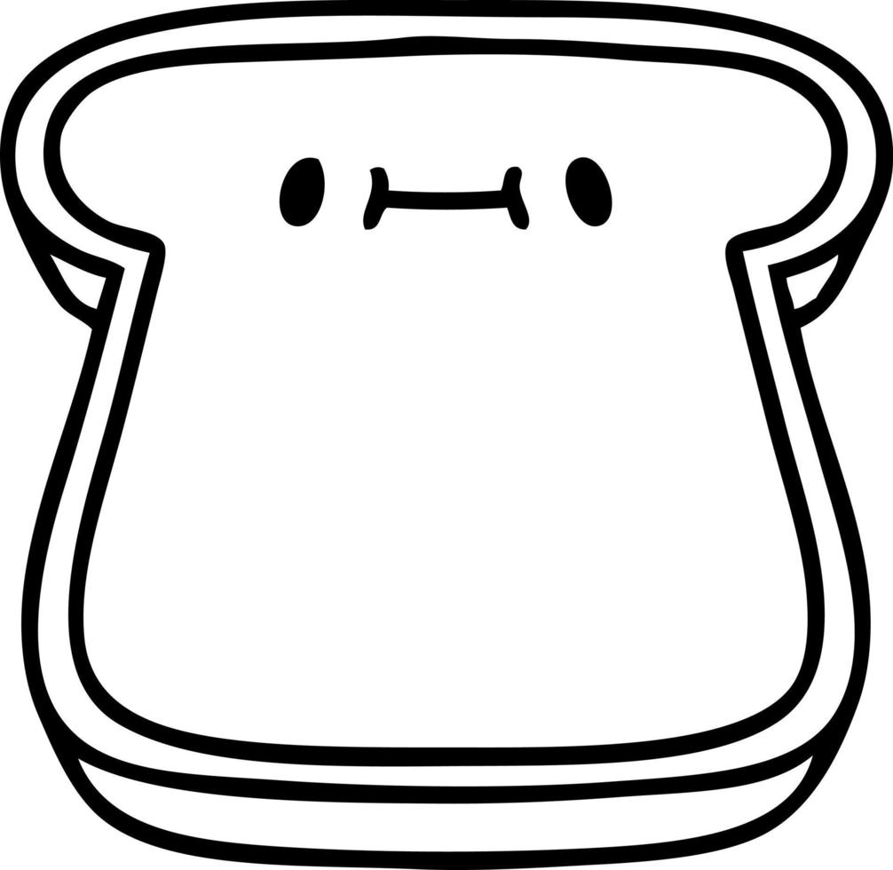 line doodle slice of bread with face vector