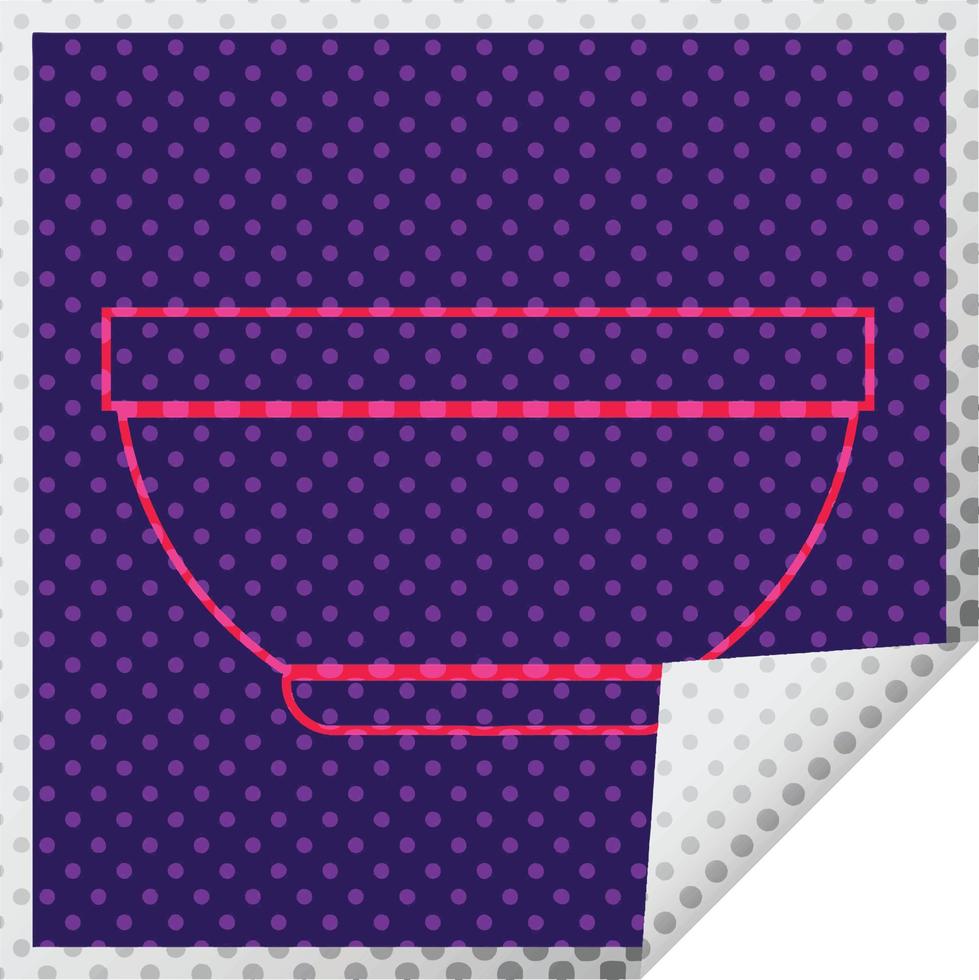 Rice bowl square peeling sticker vector illustration