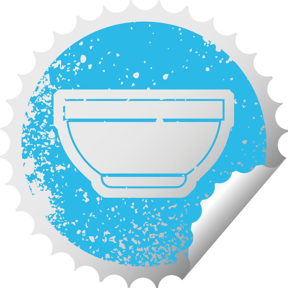 distressed sticker icon illustration of a bowl vector