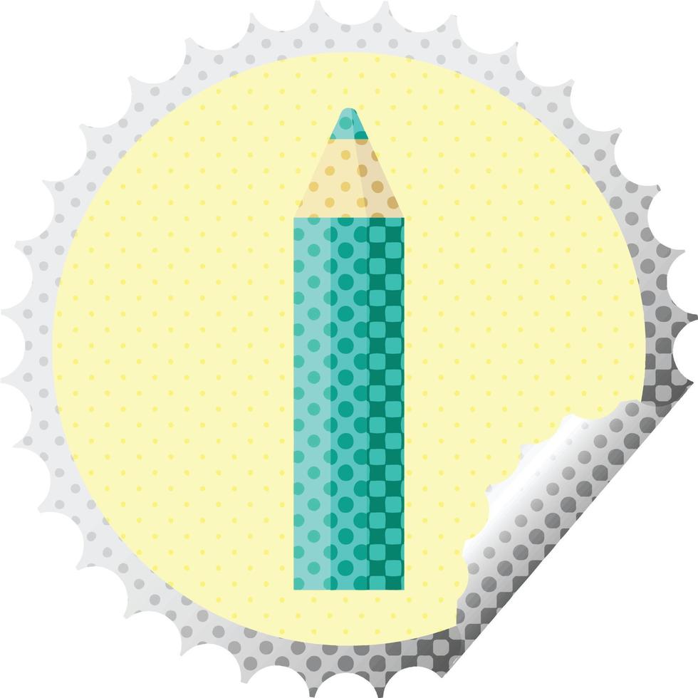 green coloring pencil graphic vector illustration round sticker stamp