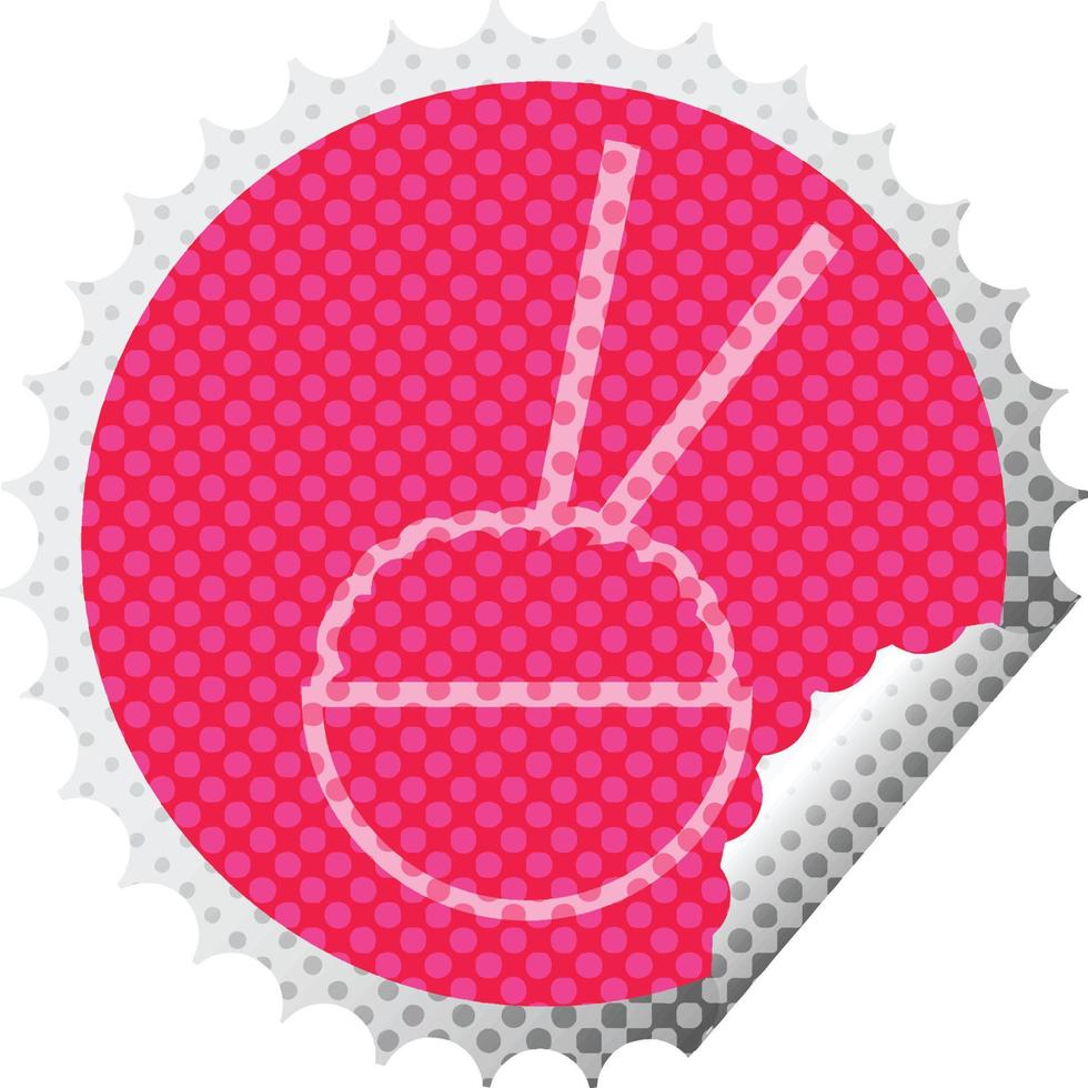 Rice bowl circular peeling sticker vector illustration