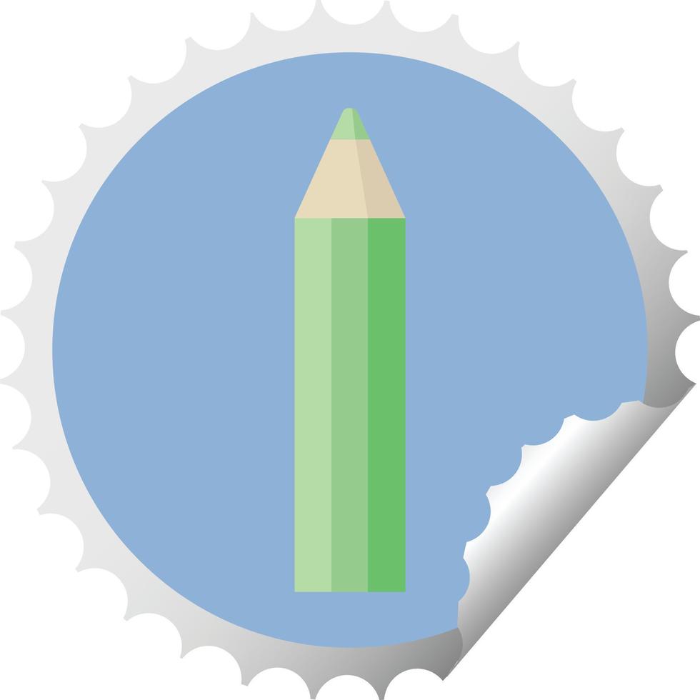 green coloring pencil graphic vector illustration round sticker stamp