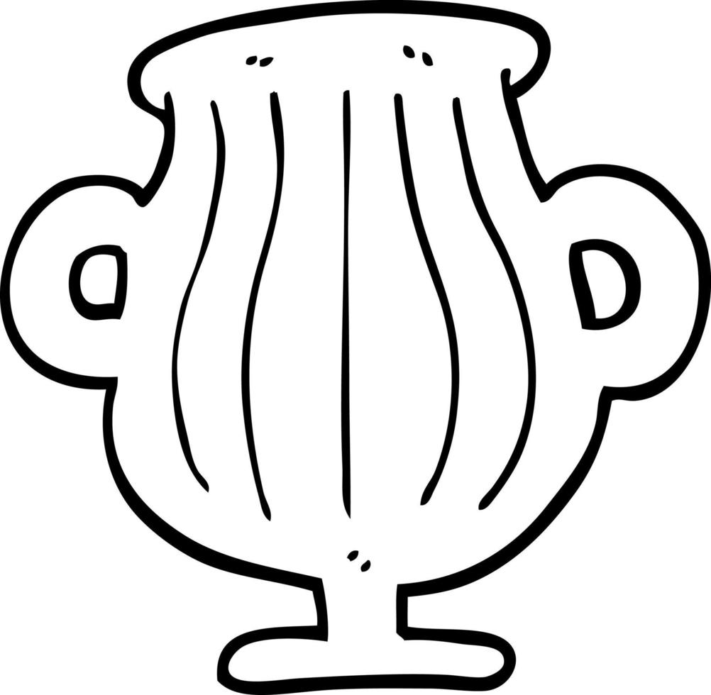 black and white cartoon of a golden vase vector