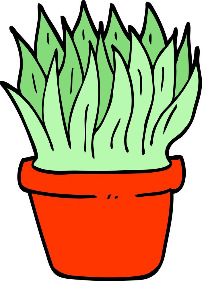 hand drawn doodle style cartoon house plant vector