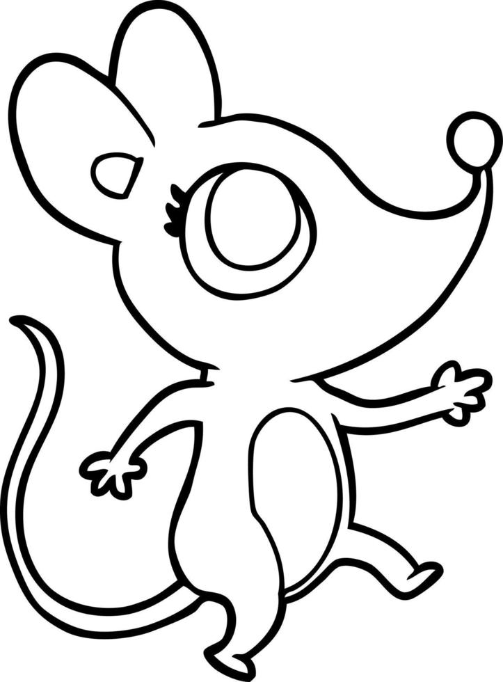 cute line drawing of a mouse vector