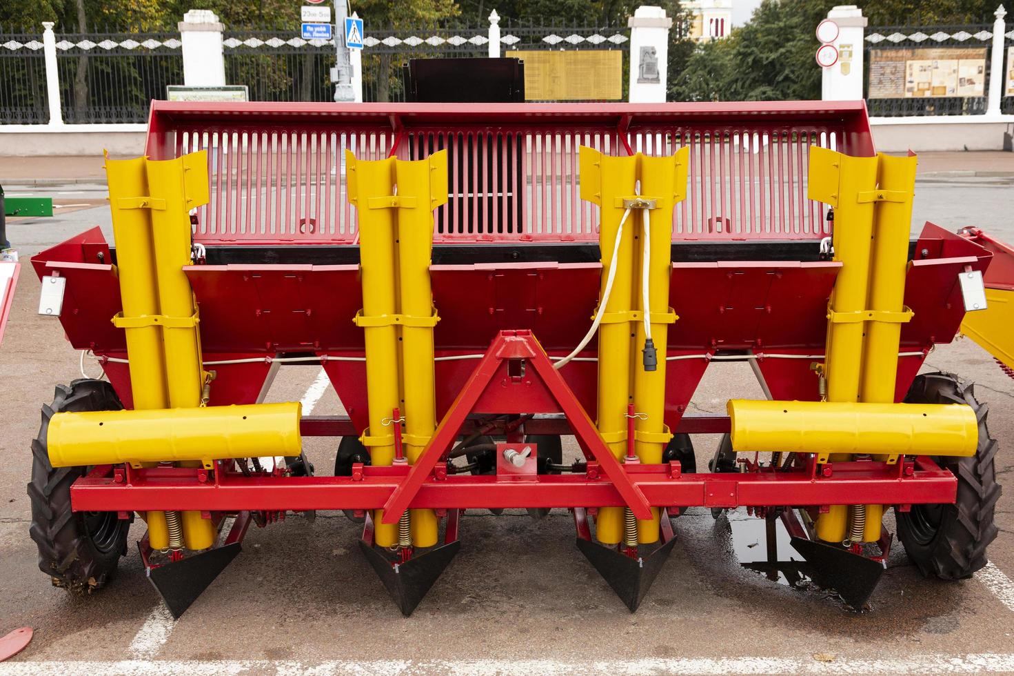 Minsk, Belarus, September 20, 2022- New multifunctional seeder, seeder for agricultural crops. Production Gomselmash. photo