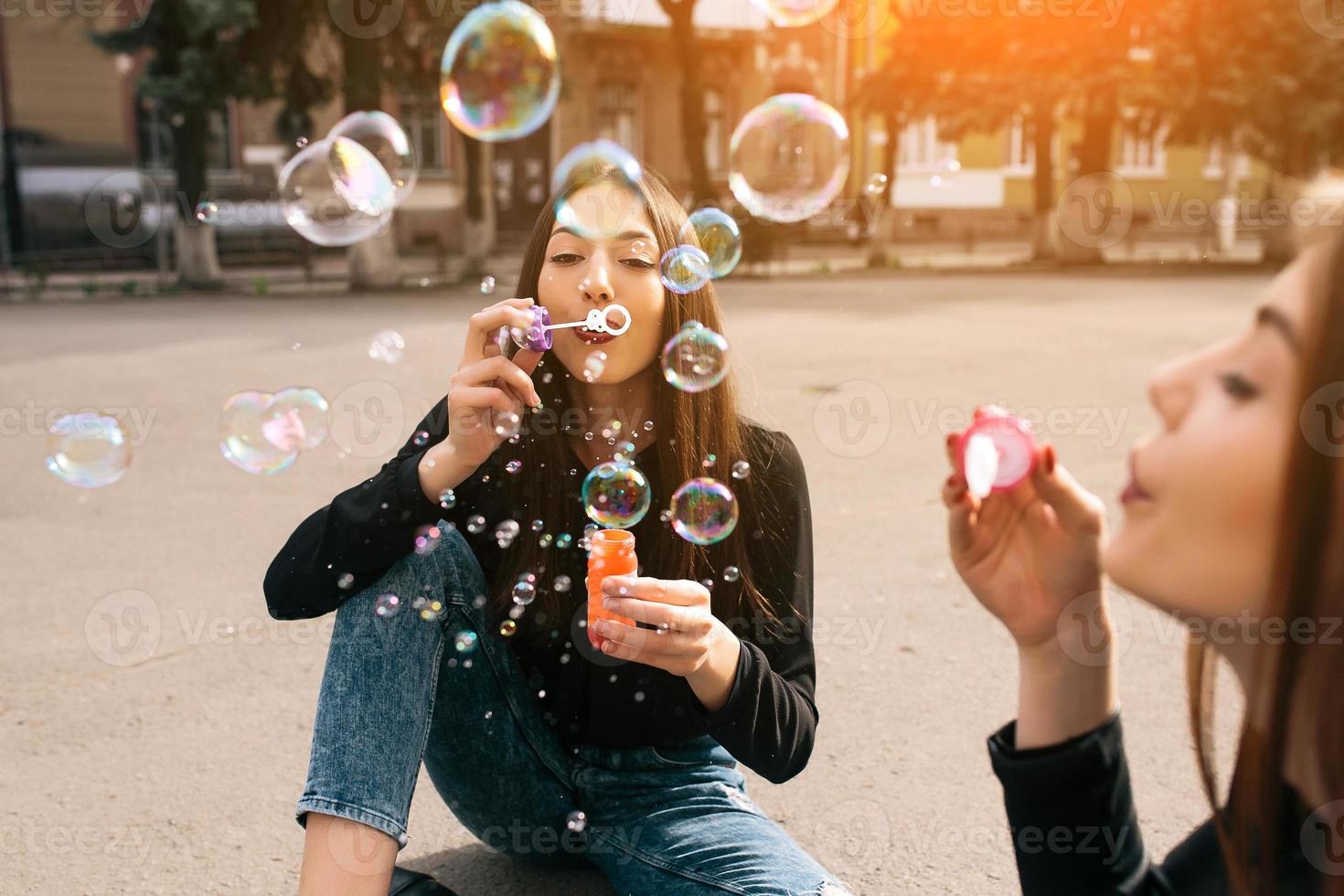 Two young adult girls photo