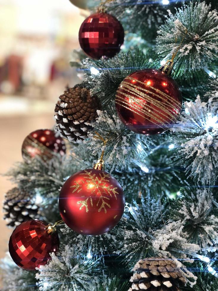 Red Merry Christmas ball background. Happy new year and merry christmas 2023 photo