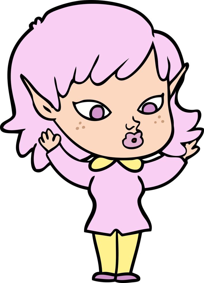 pretty cartoon elf girl vector