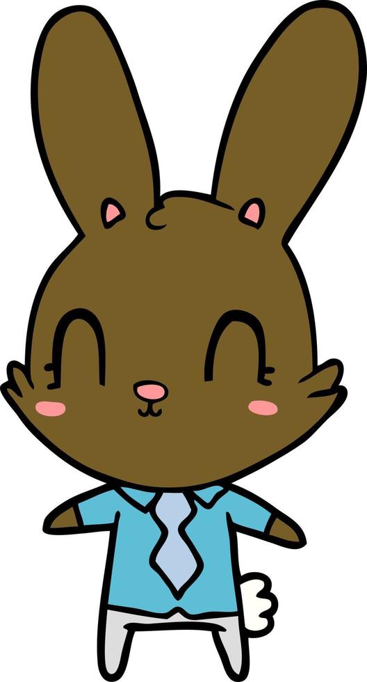 lindo conejo de dibujos animados en camisa y corbata vector