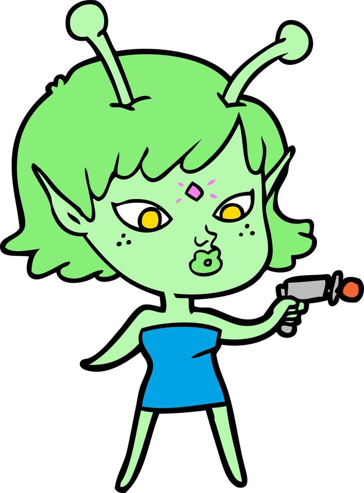pretty cartoon alien girl vector