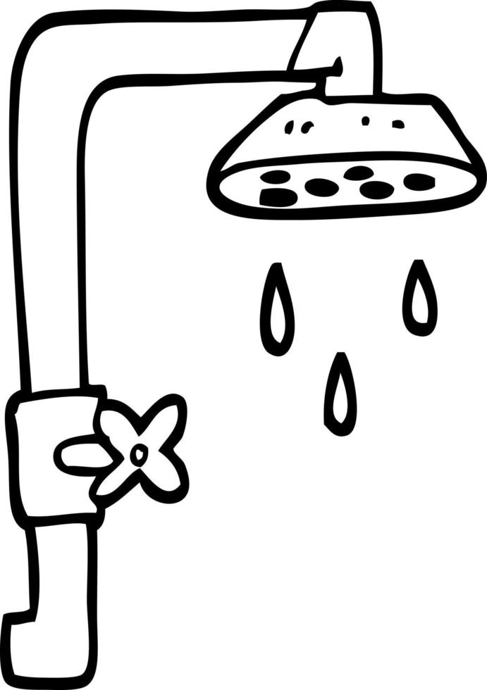 black and white cartoon shower head vector