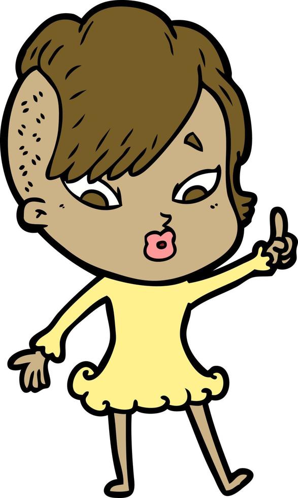 cartoon surprised girl pointing vector