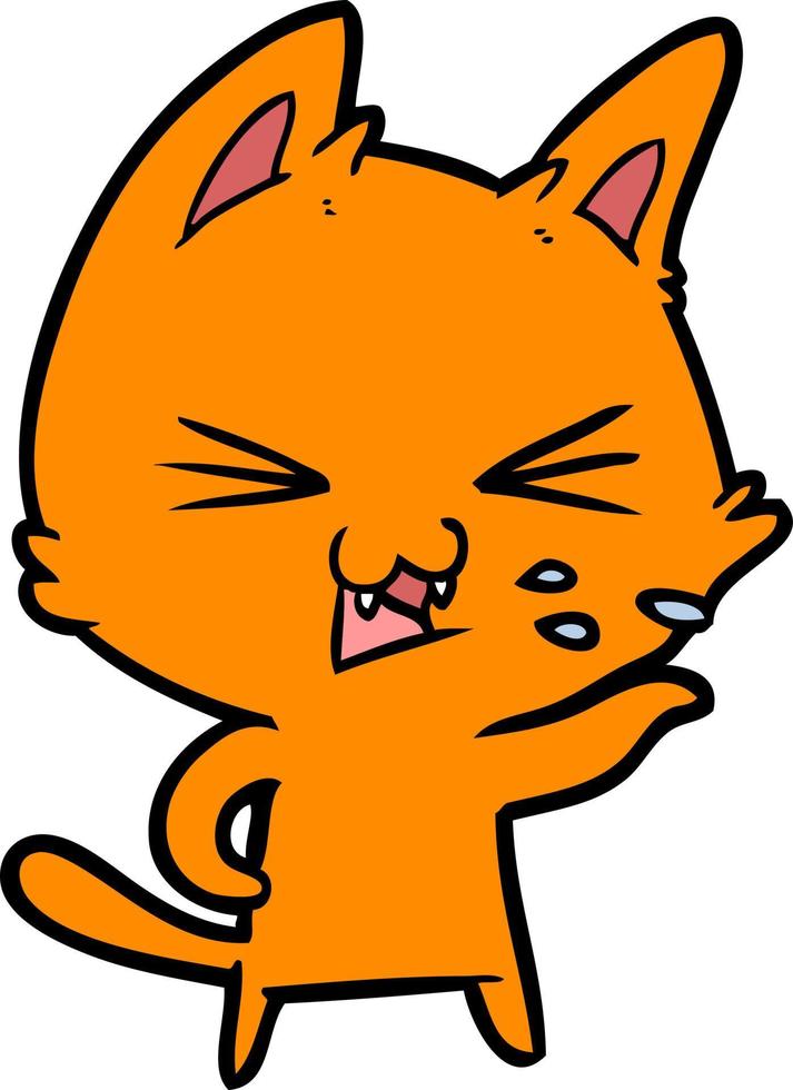 cartoon cat hissing vector