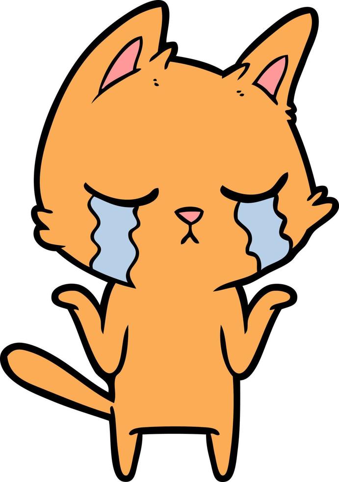 crying cartoon cat shrugging vector