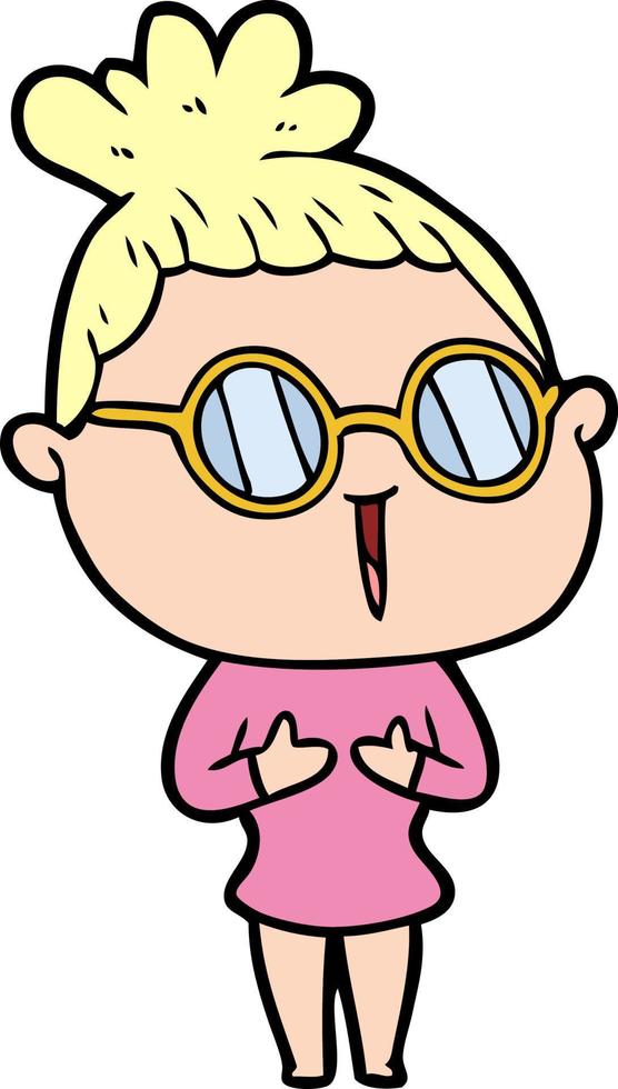 cartoon woman wearing spectacles vector