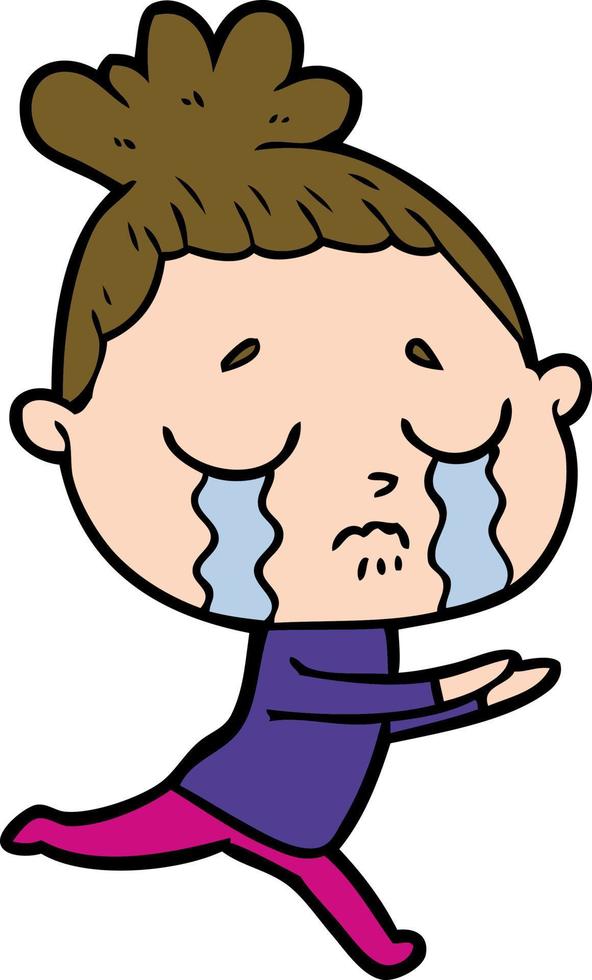 cartoon crying woman vector