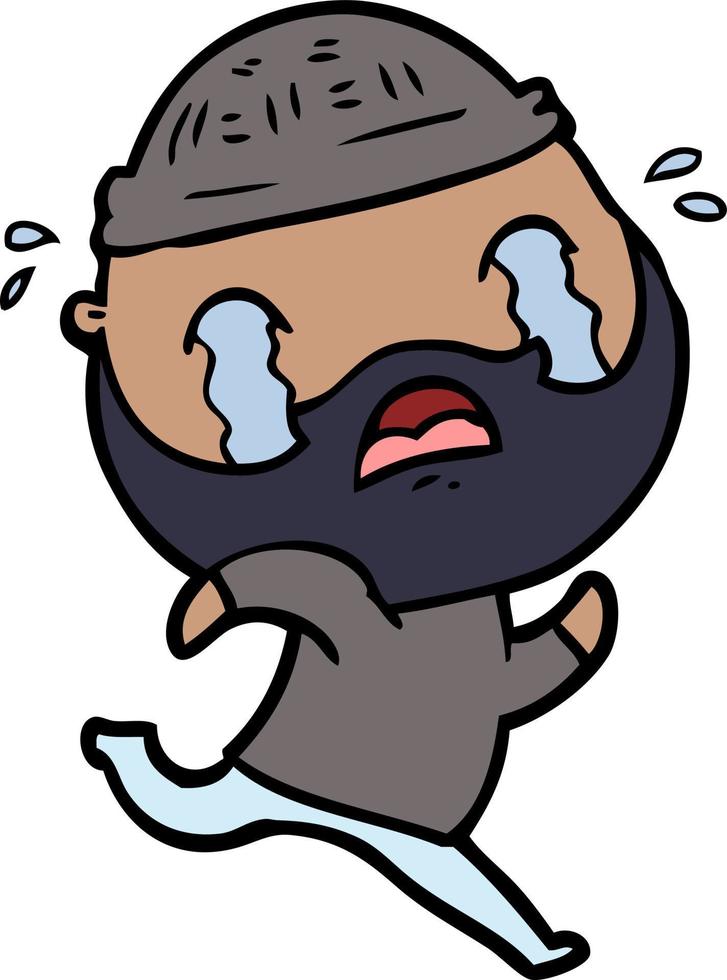 cartoon bearded man crying vector