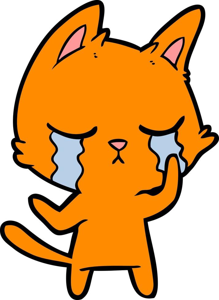 crying cartoon cat vector
